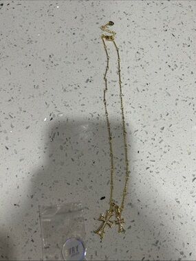 Double Gold Cross Necklace by Evry Jewels - Gold
